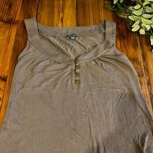 Putty gray / green Pima cotton tank top